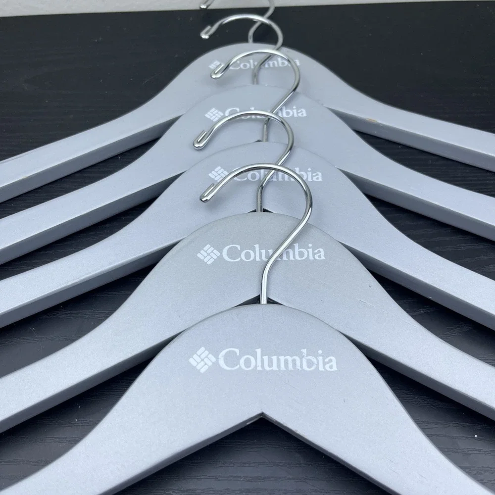 Columbia Sportswear Company Wooden Clothes Hangers Gray Set of 5